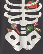 Adult 2-Piece Halloween Skeleton 100% Cotton Snug Fit Pyjama Set - Black, image 3 of 4 slides