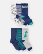 Enfant 6 paires de chaussettes mi-mollet à motif de dinosaure, image 2 sur 3 diapositives