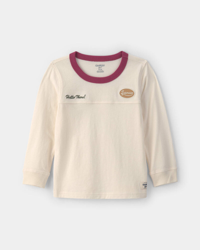 Toddler Boy 'Supervisor' Long-Seeve Tee - Ivory, image 1 of 3 slides