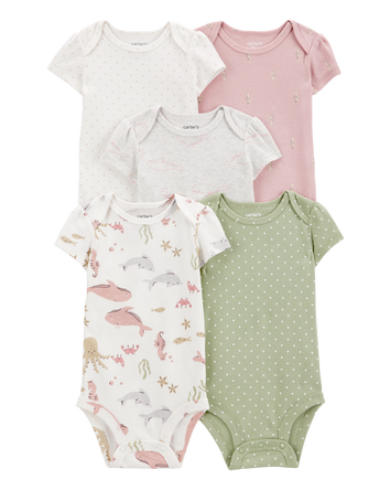 Baby 5-Pack Seahorse Short-Sleeve Bodysuits, 