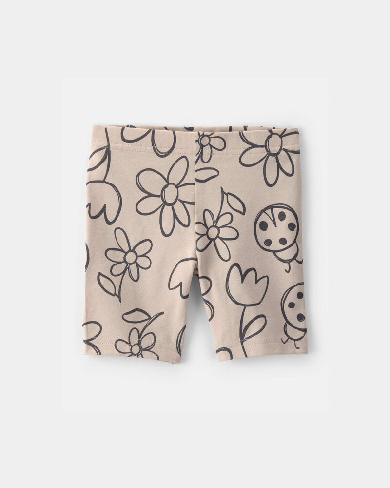 Tout-petit fille - Short de cycliste, fleurs et coccinelles - Brun, image 1 sur 3 diapositives