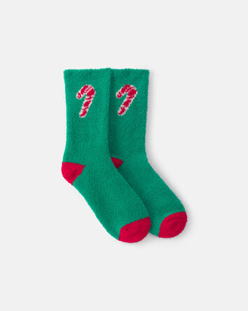 Jeune - Chaussettes douillettes &agrave; canne de bonbon de No&euml;l - Vert, 