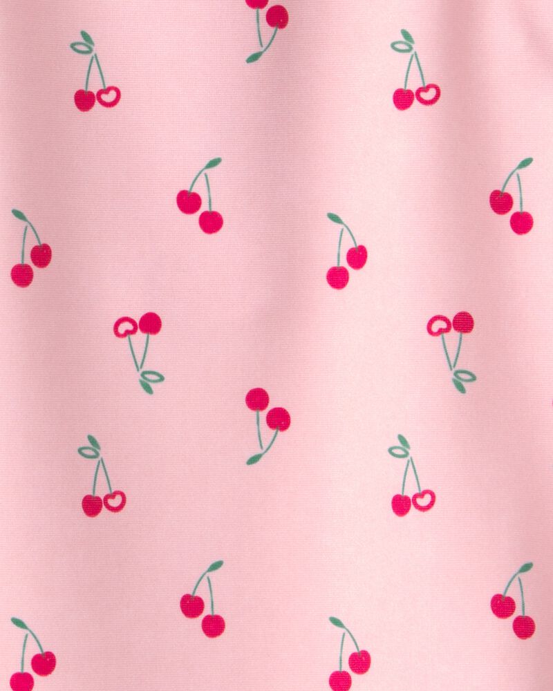 B&eacute;b&eacute; fille - Maillot dermoprotecteur 1 pi&egrave;ce &agrave; manches longues &agrave; motif cerise - Rose, image 4 sur 4 diapositives