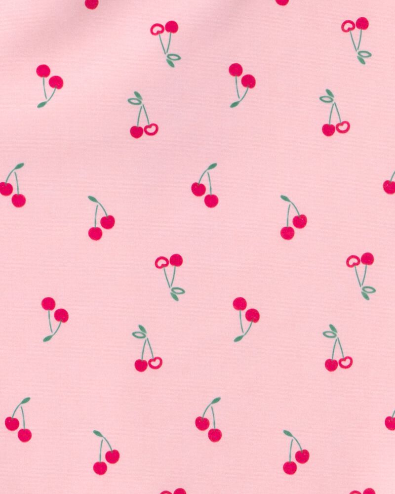Toute-petit fille - Maillot dermoprotecteur 1 pi&egrave;ce &agrave; manches longues imprim&eacute; cerise - Rose, image 4 sur 4 diapositives