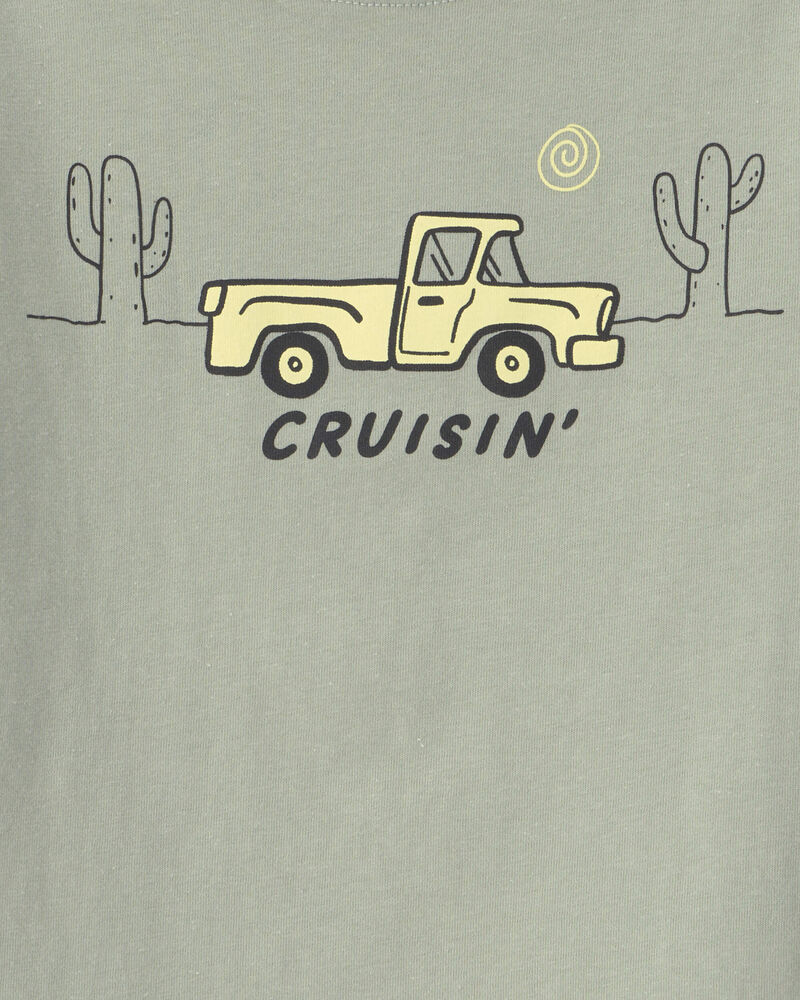 Tout-petit gar&ccedil;on - T-shirt manches longues en 100&nbsp;% coton &agrave; imprim&eacute; camion &laquo;Cruisin&rsquo;&raquo; - Vert, image 2 sur 2 diapositives