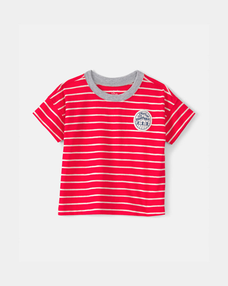 Baby Boy Striped T-Shirt - Red/Ivory, image 1 of 4 slides