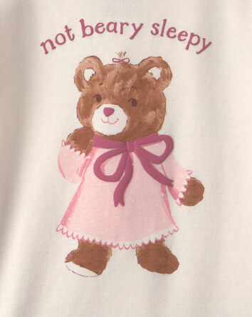 B&eacute;b&eacute; fille - Pyjama ajust&eacute; 4 pi&egrave;ces en 100 % coton &agrave; motif ourson et fanion &ndash; Rose/Cr&egrave;me, 