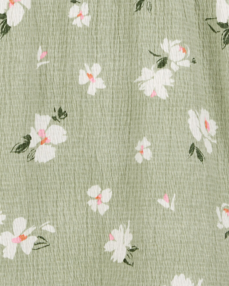 Enfant Robe fleurie à smocks - Vert, image 3 sur 4 diapositives