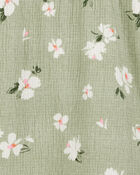 Enfant Robe fleurie à smocks - Vert, image 3 sur 4 diapositives