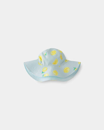 Toute-petit fille - Chapeau de soleil r&eacute;versible, citrons - Bleu, 