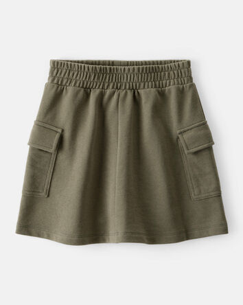 Girls French Terry Cargo Skort - Green, 