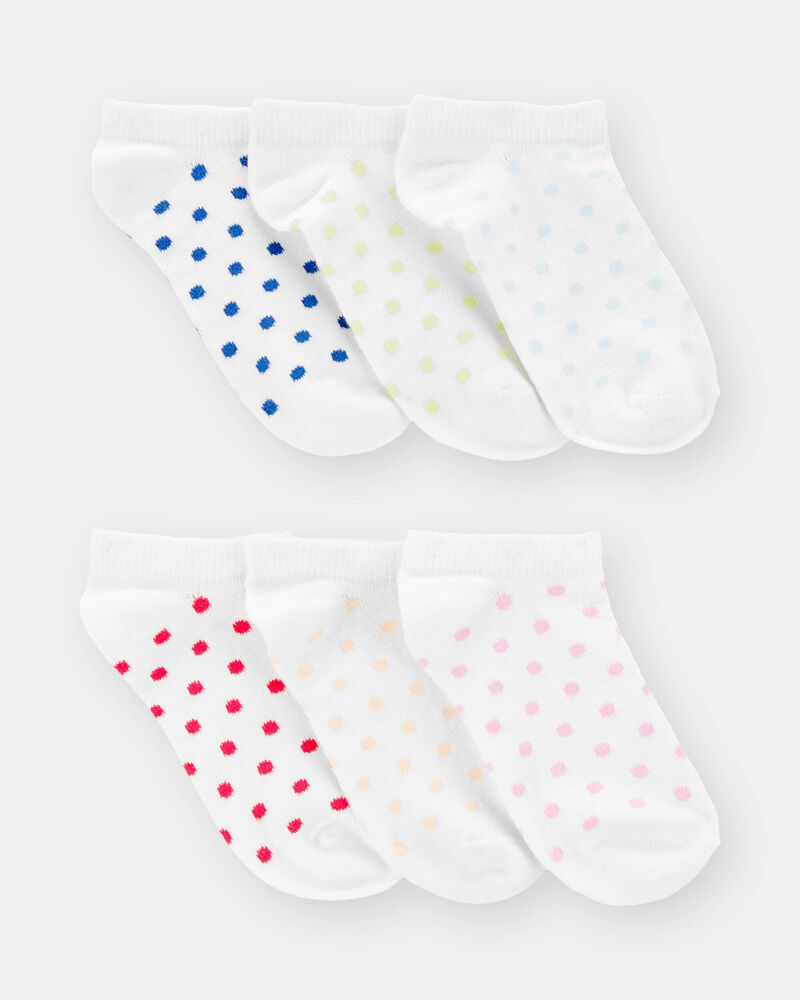 Girls 6-Pack No-Show Socks - White, image 1 of 2 slides
