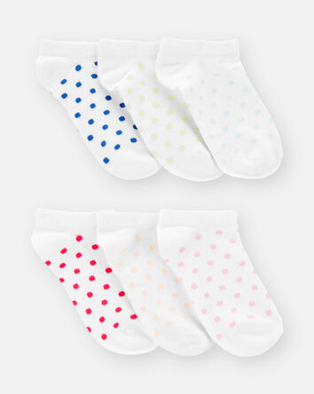 Girls 6-Pack No-Show Socks - White, 
