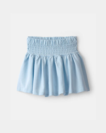 Girls French Terry Smocked Skort - Blue, 