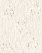 Baby Girl 3-Piece Pointelle Heart Outfit Set - Cream, image 2 of 3 slides