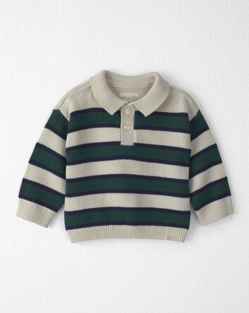 B&eacute;b&eacute; gar&ccedil;on - Chandail polo en tricot de coton biologique &agrave; rayures, 