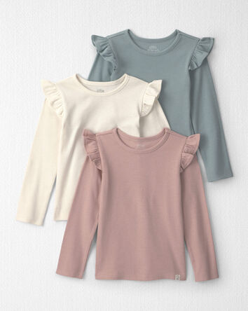 Toddler Girl 3-Pack Organic Cotton Rib Slim Fit Tops, 