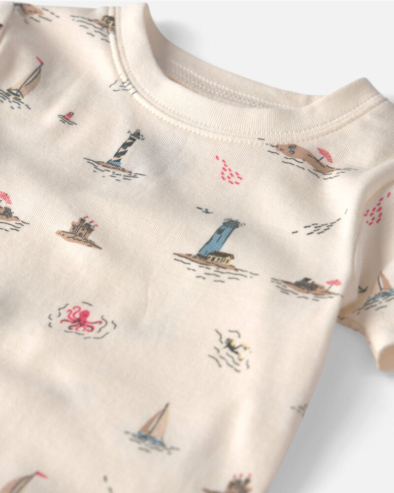 B&eacute;b&eacute; - Pyjamas 2 pi&egrave;ces en coton biologique &agrave; motif Vacances &agrave; la mer, image 2 sur 3 diapositives