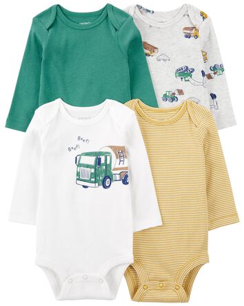 Baby 4-Pack Long-Sleeve Bodysuits, 