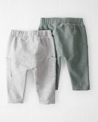 B&eacute;b&eacute; - Pantalons en coton biologique, 2 pi&egrave;ces, image 2 sur 4 diapositives