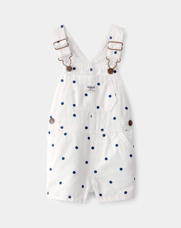 Baby Girl Polka Dot Shortall - White/Blue, 