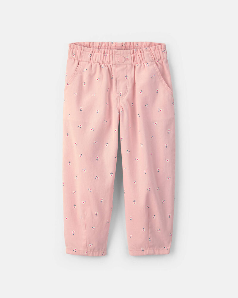Toddler Girl Floral Twill Pull-On Pants - Pink, image 1 of 4 slides