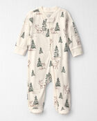 B&eacute;b&eacute; - Grenouill&egrave;re en coton biologique &agrave; motif For&ecirc;t de rennes, image 1 sur 4 diapositives