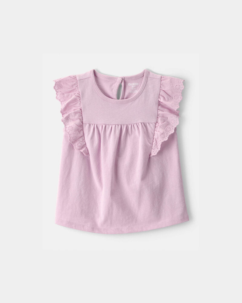 Toddler Girl Eyelet-Sleeve Top - Purple, image 1 of 3 slides