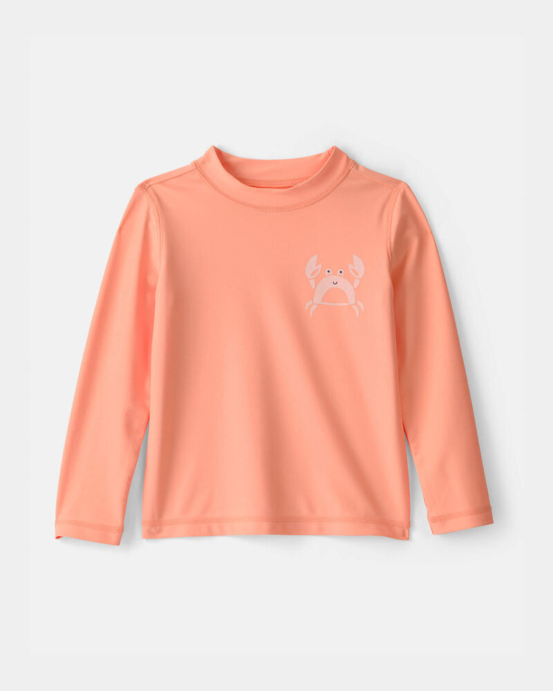 Toddler Boy Crab Solid Long-Sleeve Rashguard - Orange, image 1 of 4 slides