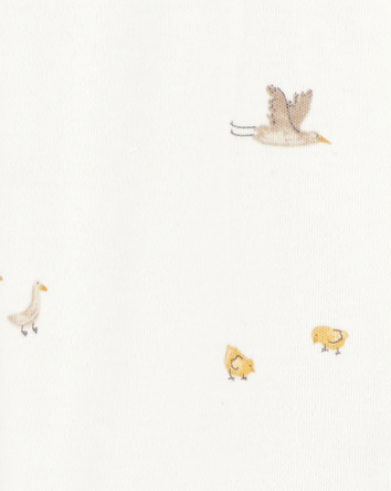 Baby Mini Bird Print 2-Way Zip Cotton Sleeper, 