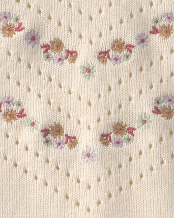 Baby Girl Embroidered Sweater - Ivory, 