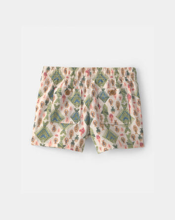 Baby Boy Fish Linen Shorts - Beige, 