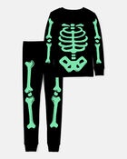 Kid 2-Piece Glow Halloween Skeleton 100% Snug Fit Cotton Pyjamas, image 2 of 4 slides