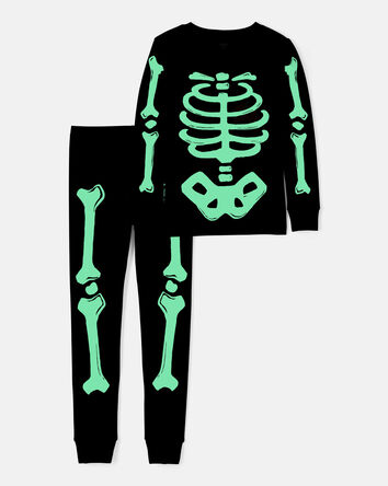 Kid 2-Piece Glow Halloween Skeleton 100% Snug Fit Cotton Pyjamas, 