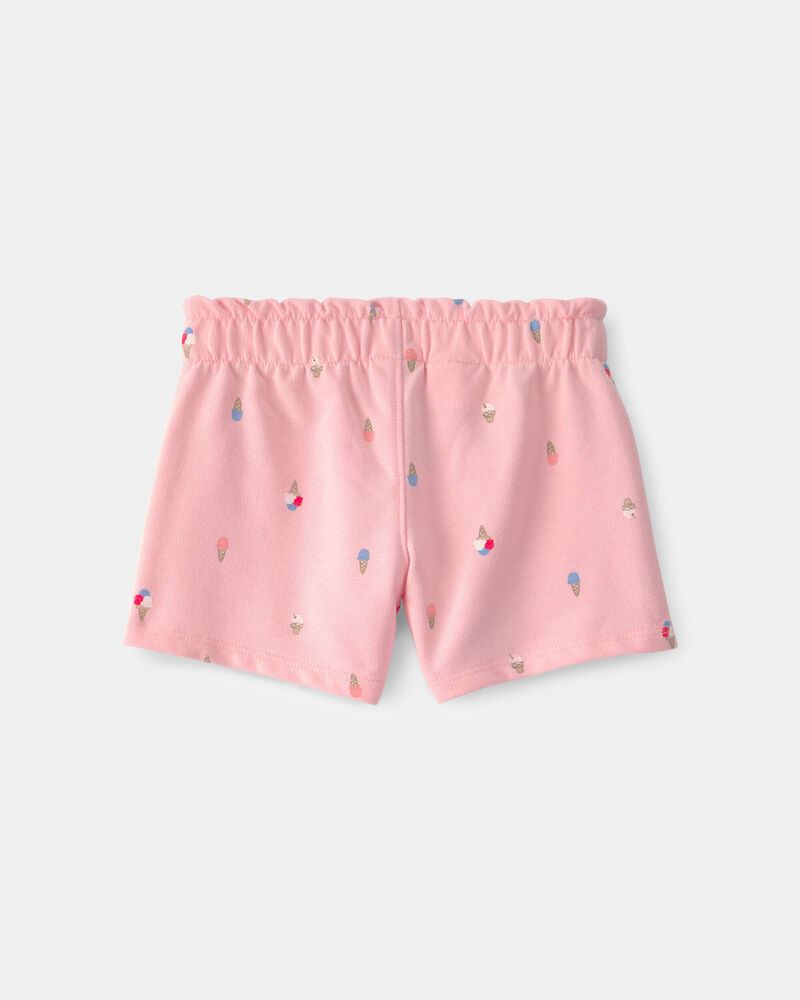 Toddler Girl Ice Cream French Terry Shorts - Pink, image 2 of 4 slides