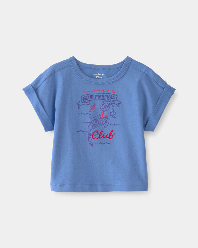Baby Girl Mermaid Top - Blue, image 1 of 4 slides