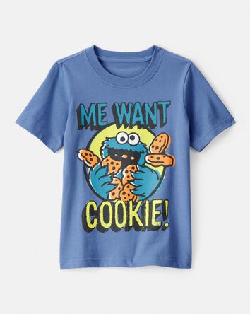 Tout-petit garçon - T-shirt à manches courtes Croque Croque le Monstre de la rue Sésame - Bleu, 
