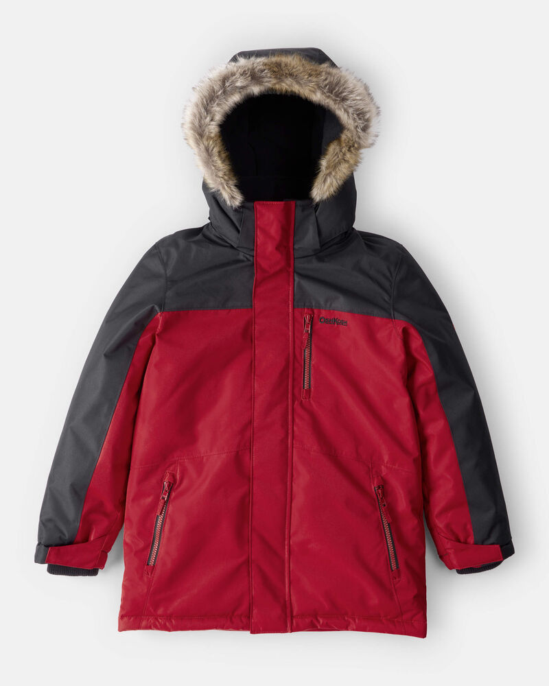 Boys Boy Parka Hooded Winter Jacket - Red, image 1 of 3 slides