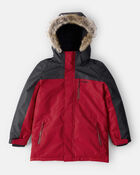 Boys Boy Parka Hooded Winter Jacket - Red, image 1 of 3 slides
