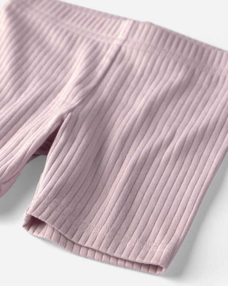 Toddler Girl 2-Pack Organic Cotton Ribbed Pedal Shorts, image 3 of 6 slides