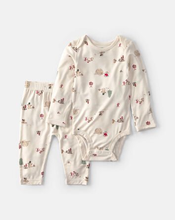 Baby 2-Piece North Pole PurelySoft&trade; Long-Sleeve Bodysuit & Pant Set - Cream, 