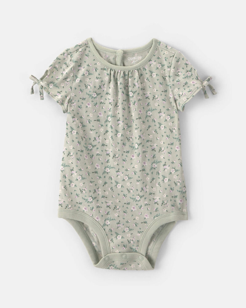 B&eacute;b&eacute; fille - Cache-couche manches courtes &agrave; motif floral - Vert, image 1 sur 2 diapositives