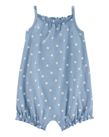 Baby Shell Cotton Romper - Blue, 