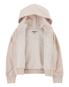 Kid Fleece-Lined Zip-Up Jacket - Tan, image 2 of 4 slides