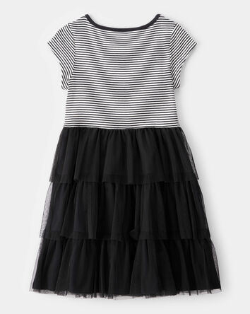 Kid Halloween Striped Tiered Tulle Dress, 