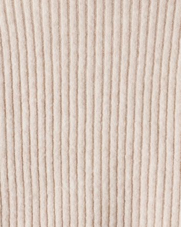 Girls Ribbed Sweater Knit Hoodie - Ivory, 