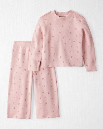 Toddler Girl 2-Piece Organic Cotton Sweater Knit Top & Pant Set, 