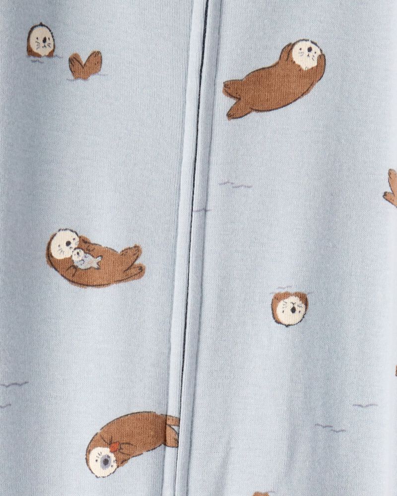 Tout-petit gar&ccedil;on - Pyjama une pi&egrave;ce ajust&eacute; en coton 100 % loutre - Bleu, image 2 sur 2 diapositives