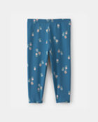 Baby Girl Floral Pull-On Stretch Leggings - Blue, image 2 of 4 slides