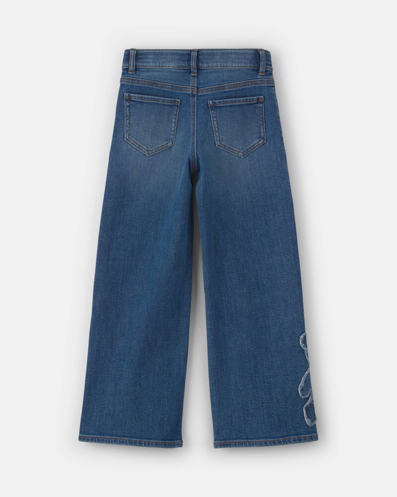 Girls Bear Denim Wide-Leg Jeans - Medium Wash, image 2 of 4 slides